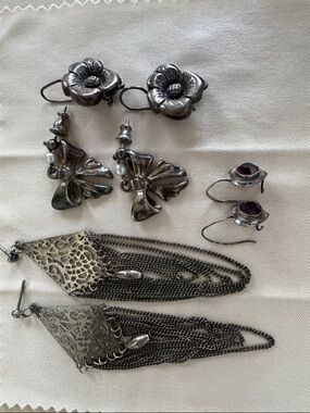 Vintage Silver Earrings Bundle of 4